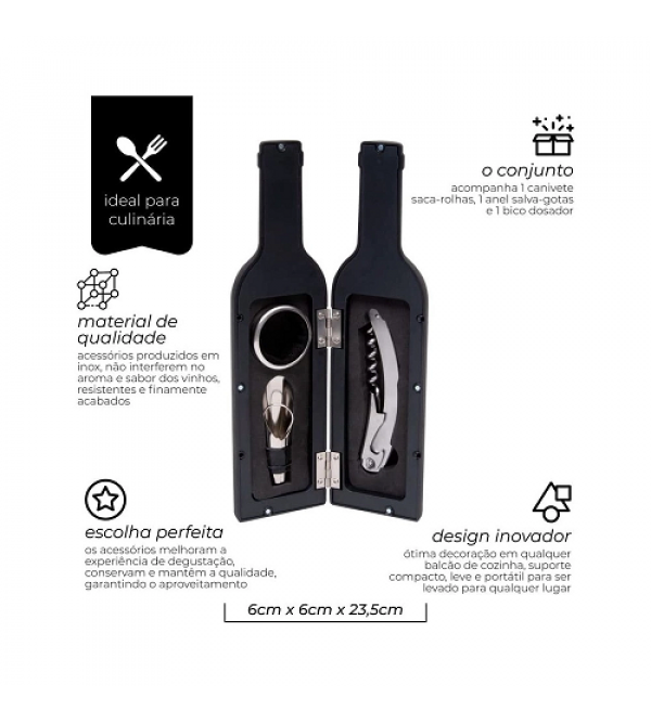 Kit Mimo Ac12535 Vinho Garrafa Mimo Style