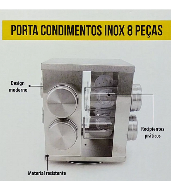 Porta Cond Mimo Aj19184  Giratorio 8pcs Inox Mimo Style